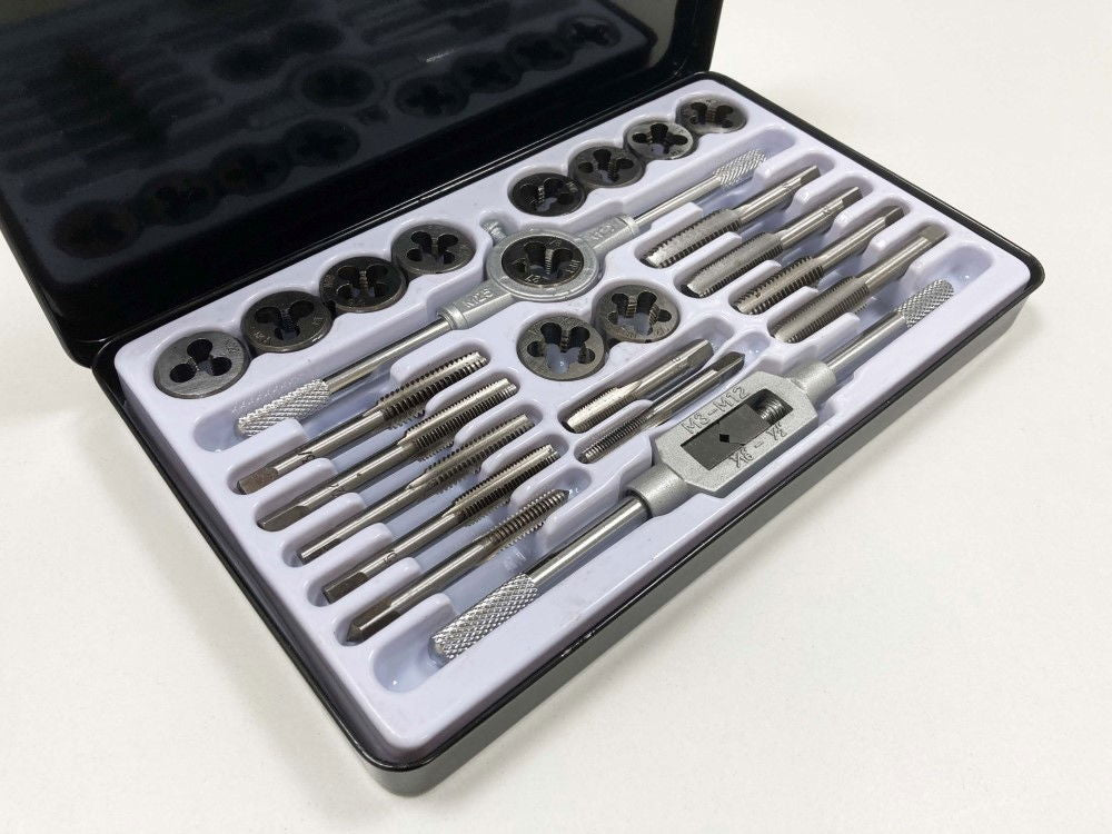TAP AND DIE SET UNF/UNC 24 PIECE ALLOY STEEL WITH WRENCHES - TOOLZONE KDPTP103