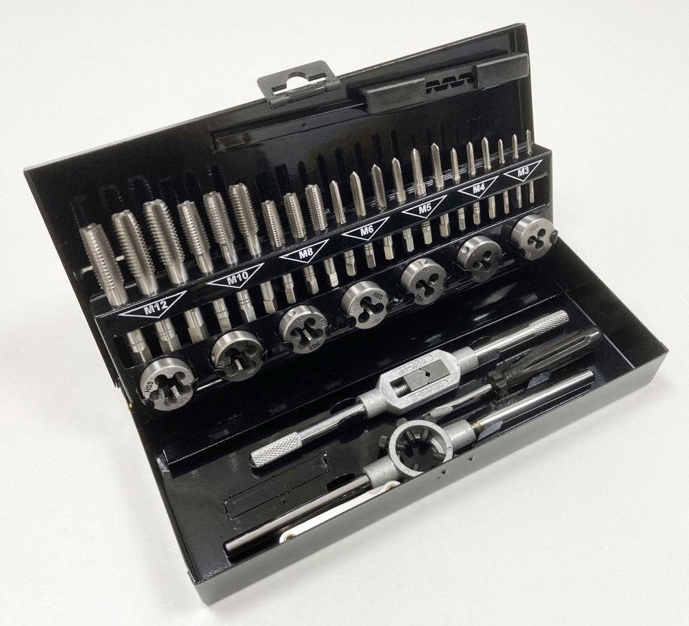 TAP AND DIE SET METRIC 32 PIECE HSS WITH WRENCHES - TOOLZONE KDPTP107