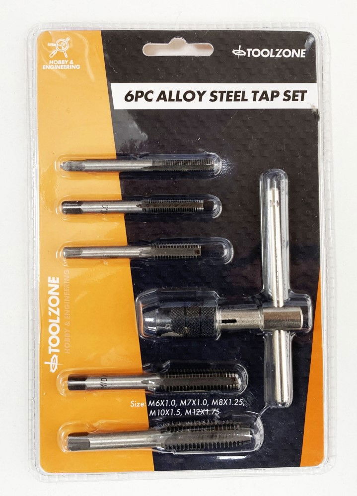 TAP WRENCH SET 6 PIECE WITH METRIC TAPS M6-M12 ALLOY STEEL - TOOLZONE KDPTP108