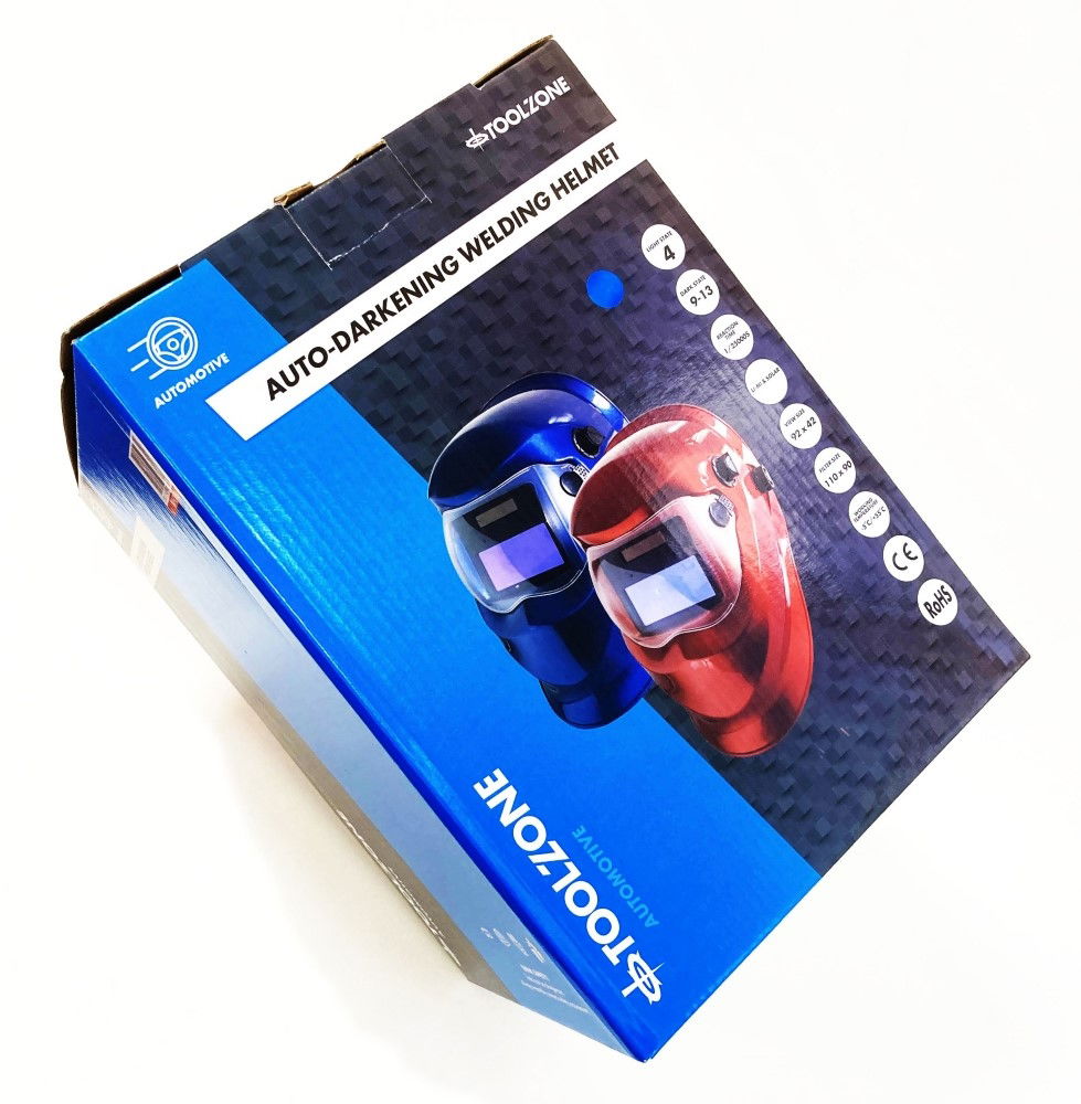 AUTO DARKENING WELDERS HELMET BLUE VARIABLE CONTROL - TOOLZONE KDPWH010B