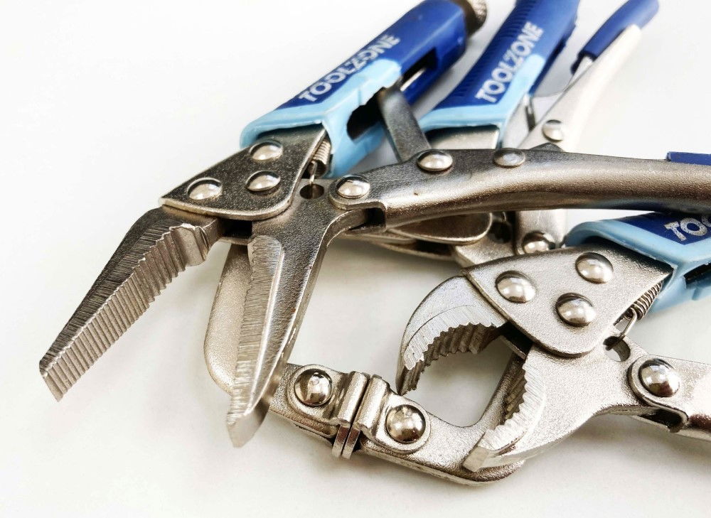 LOCKING WRENCH SET MINI 3 PIECE 4 5 CURVED JAW LONG NOSE C CLAMP - TOOLZONE KDPWR127
