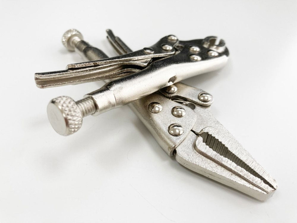 LOCKING PLIERS MINI 2 PIECE LONG NOSE CURVED JAW - TOOLZONE KDPWR129