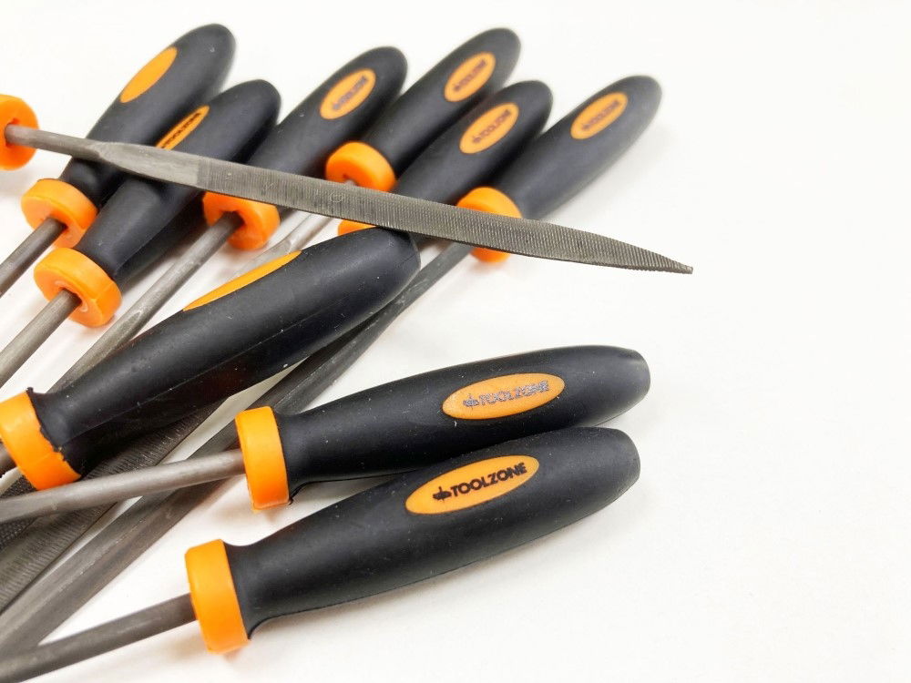 NEEDLE FILE SET 10PC BEARING STEEL VARIOUS SHAPES WITH POUCH - TOOLZONE KDPWW084