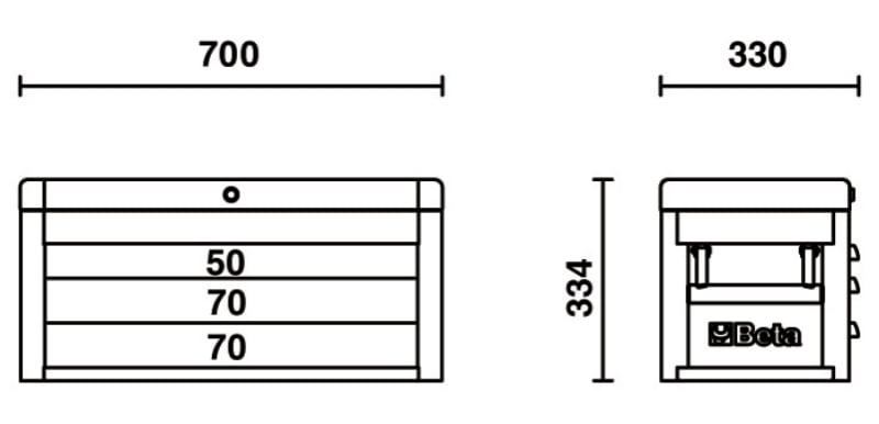 Portable Tool Chest with 3 Drawers and Ball Bearing Slides - Beta Tools RSC22-R