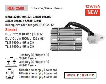 REGULATOR 12v / 25A DZE 02508-04 REG 2508, 32800-06G02 / 32800-06G01/ 32800-06G00 / 32800-02F00, SH579A-12