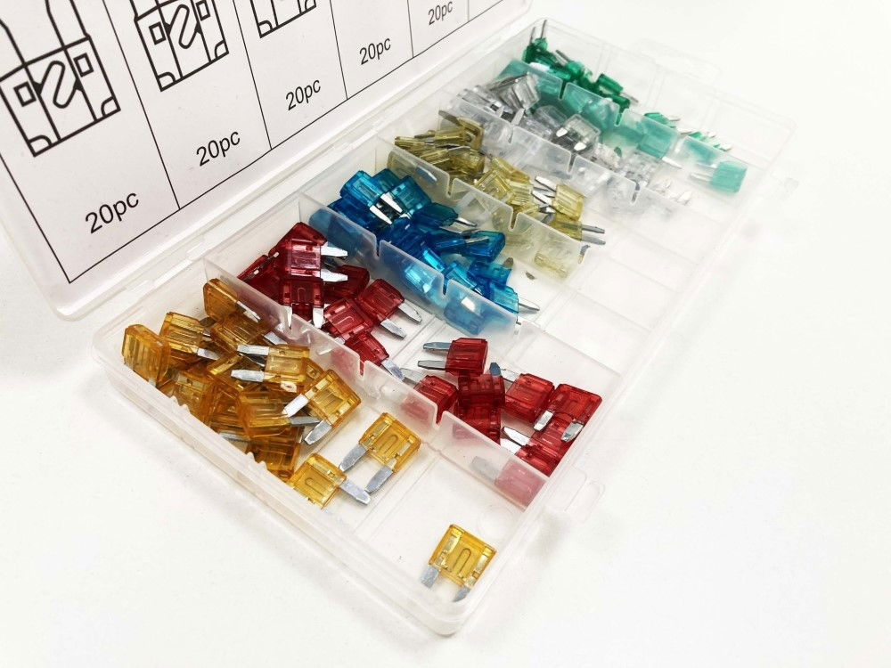 CAR FUSES MINI BLADE 120pc ASSORTED 5a-30a - TOOLZONE KDPAU303