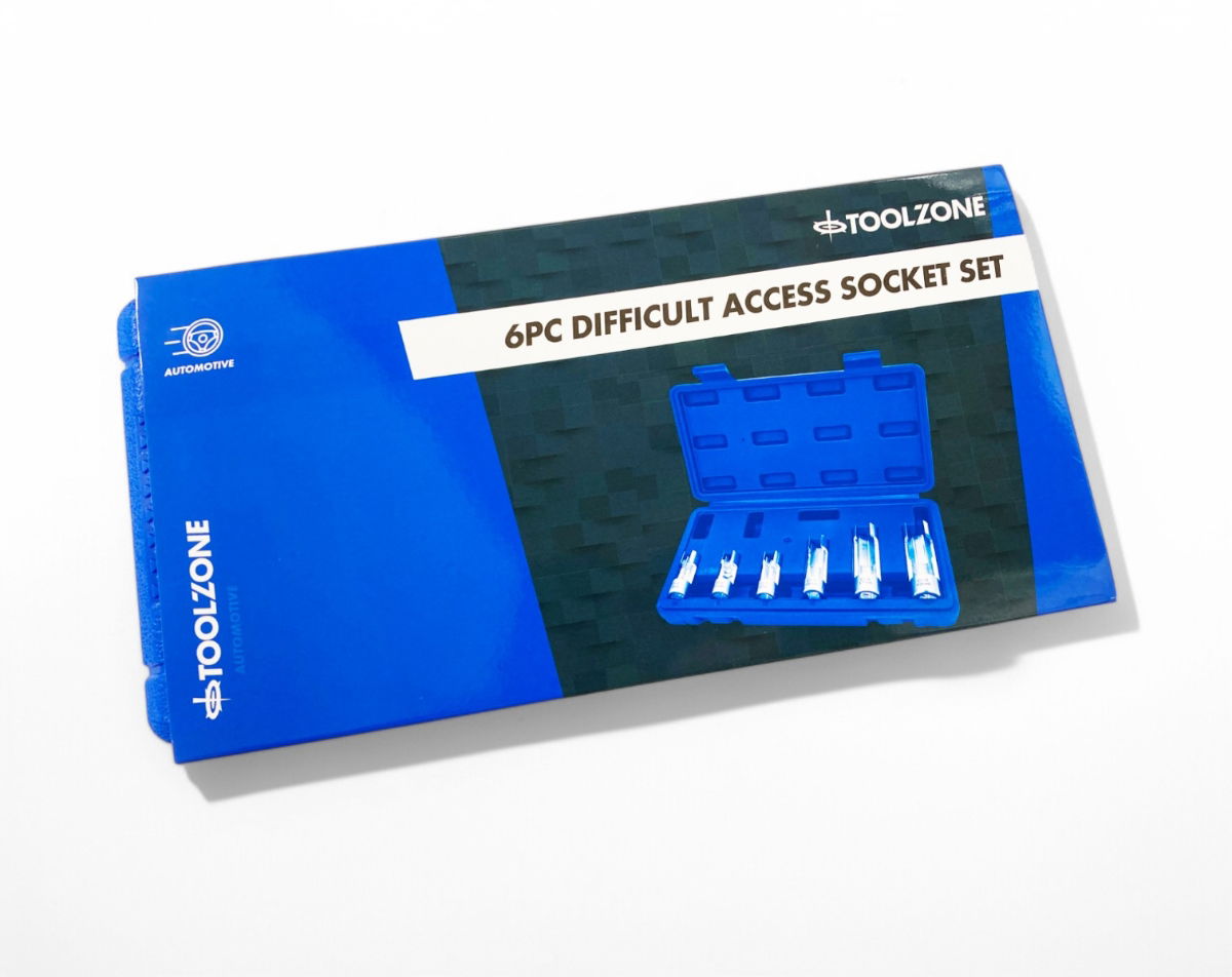 DIFFICULT ACCESS SOCKET SET 6pc 3/8 AND 1/2 DRIVE 10mm TO 19mm - TOOLZONE KDPAU385