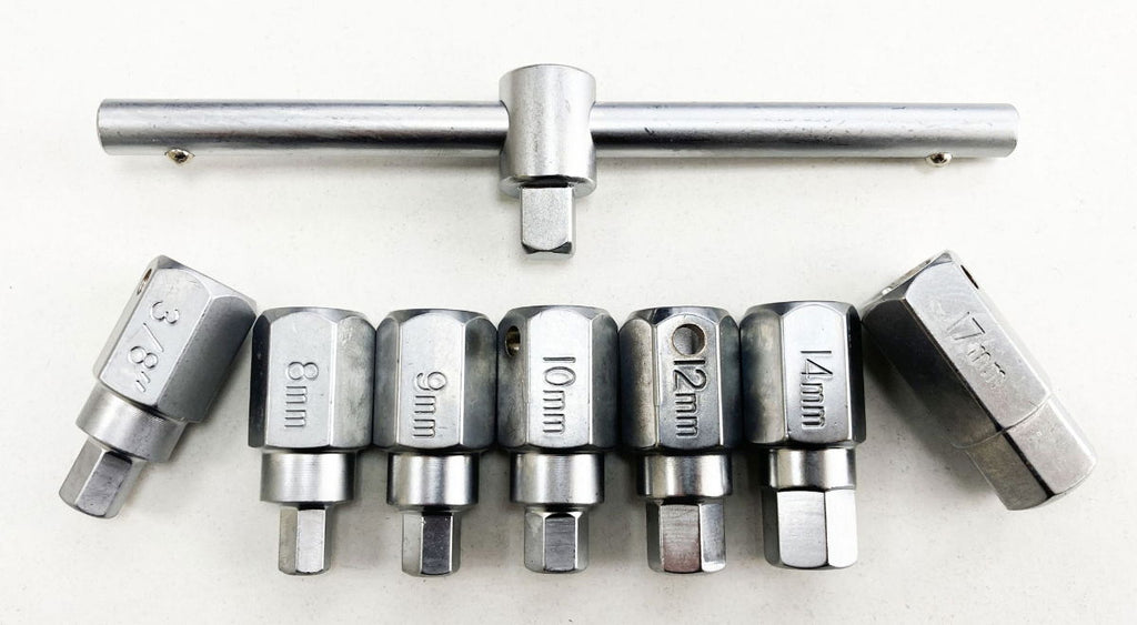 DRAIN PLUG KEY SET 12pc HEX AND SQUARE BITS - TOOLZONE KDPAU401