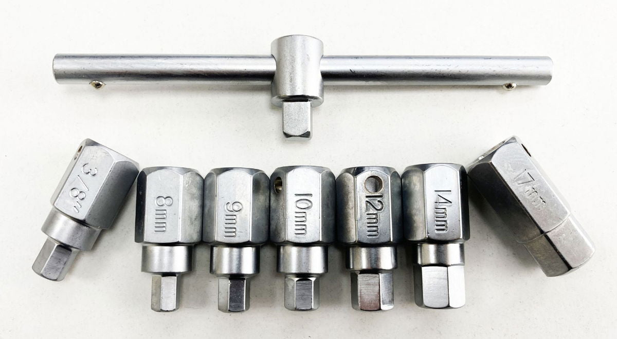 DRAIN PLUG KEY SET 12pc HEX AND SQUARE BITS - TOOLZONE KDPAU401