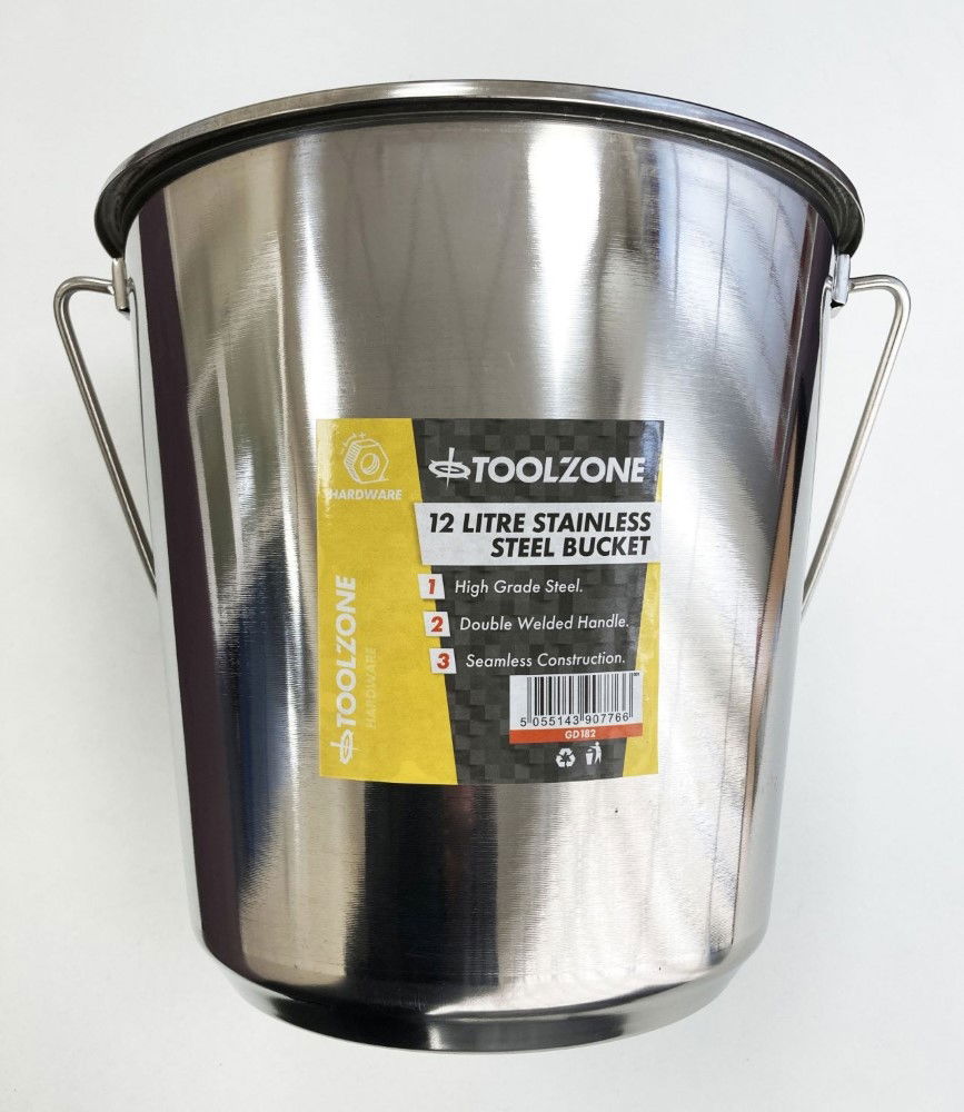 STAINLESS STEEL BUCKET 12 litre - TOOLZONE KDPGD182