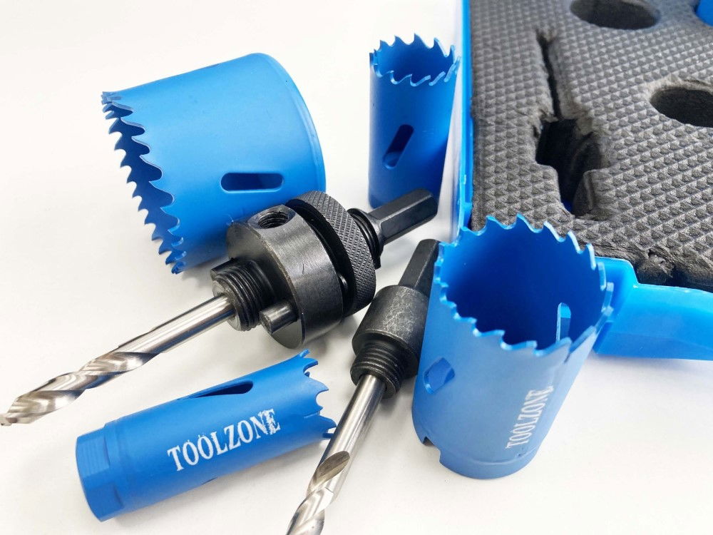 HOLE SAW SET ELECTRICIANS 9pc HSS M3 SIZES 18-51mm - TOOLZONE KDPHS028