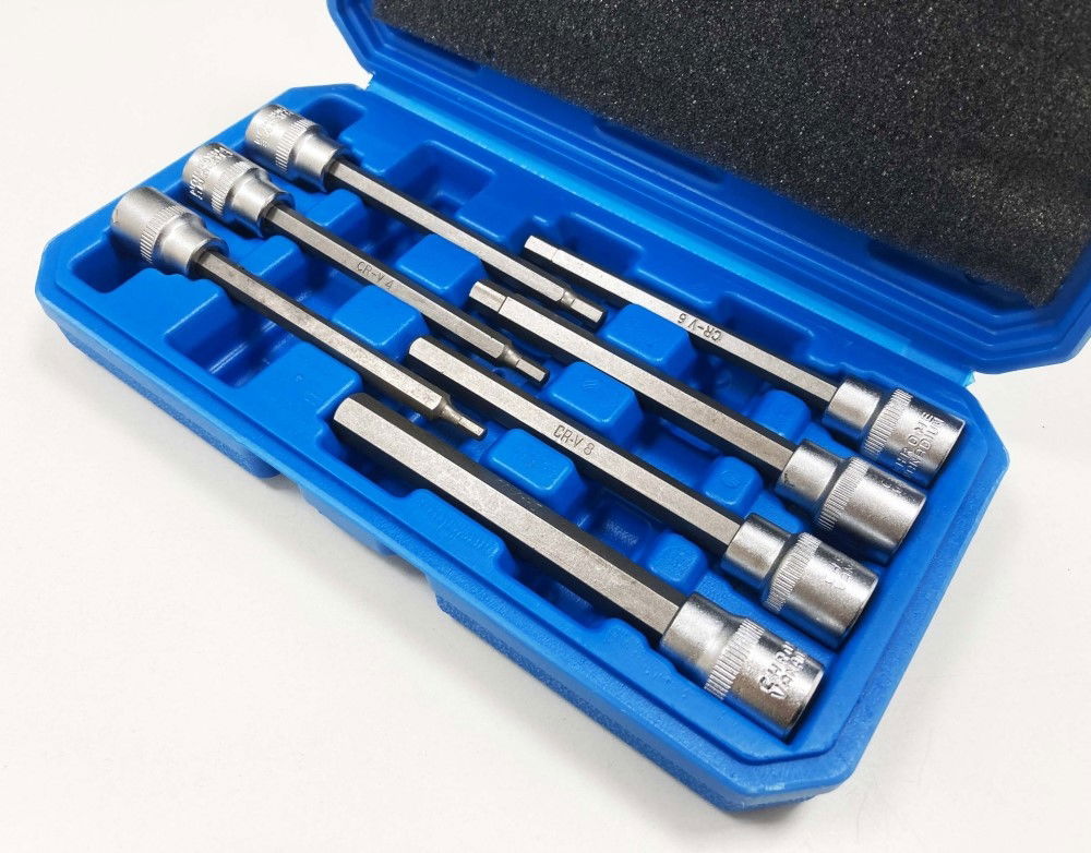 HEX BIT SET LONG 3/8 DRIVE 7pc H3-H10 110mm CHROME VANADIUM - TOOLZONE KDPHX014