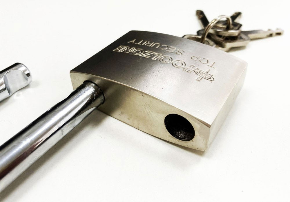 PADLOCK LONG SECURITY 60mm SOLID STEEL WITH 4 KEYS - TOOLZONE KDPLK024