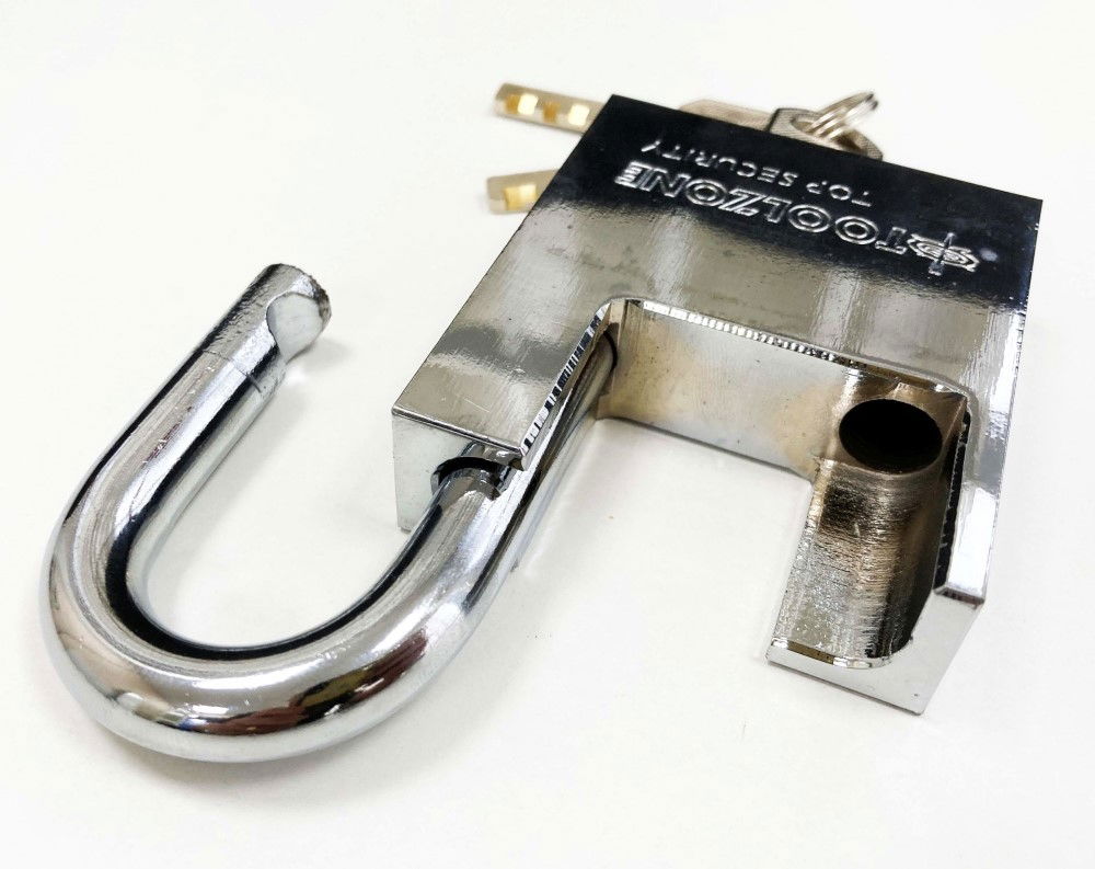 PADLOCK PROTECTED SHACKLE STEEL 60mm WITH 3 KEYS - TOOLZONE KDPLK045