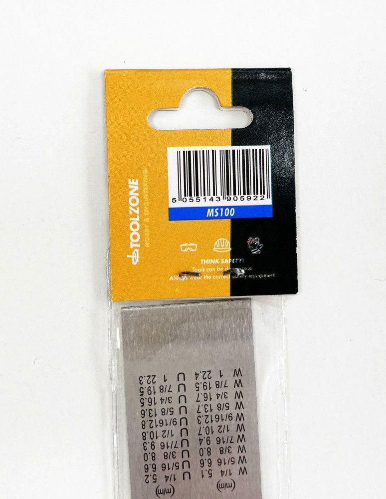 STAINLESS STEEL RULER 12 1mm THICKNESS METRIC AND IMPERIAL - TOOLZONE KDPMS100