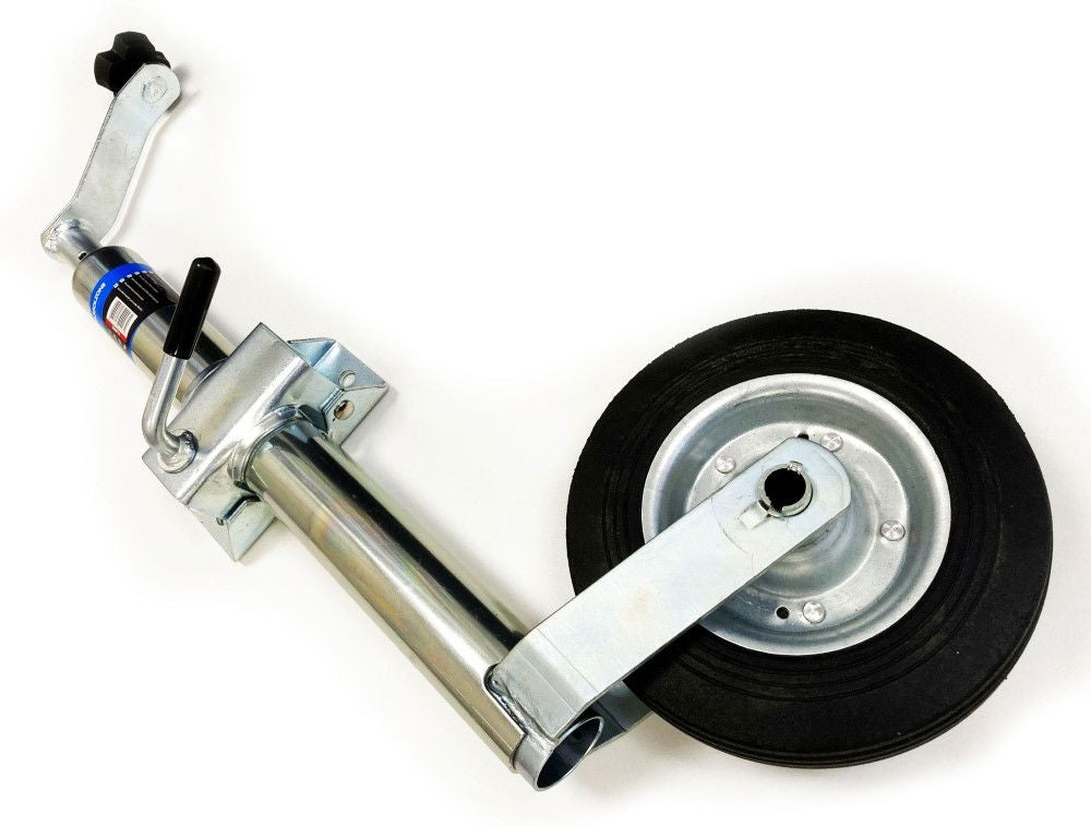 TRAILER JOCKEY WHEEL 42mm 200mm RUBBER TYRE SWING BACK 350lb - TOOLZONE KDPRM016