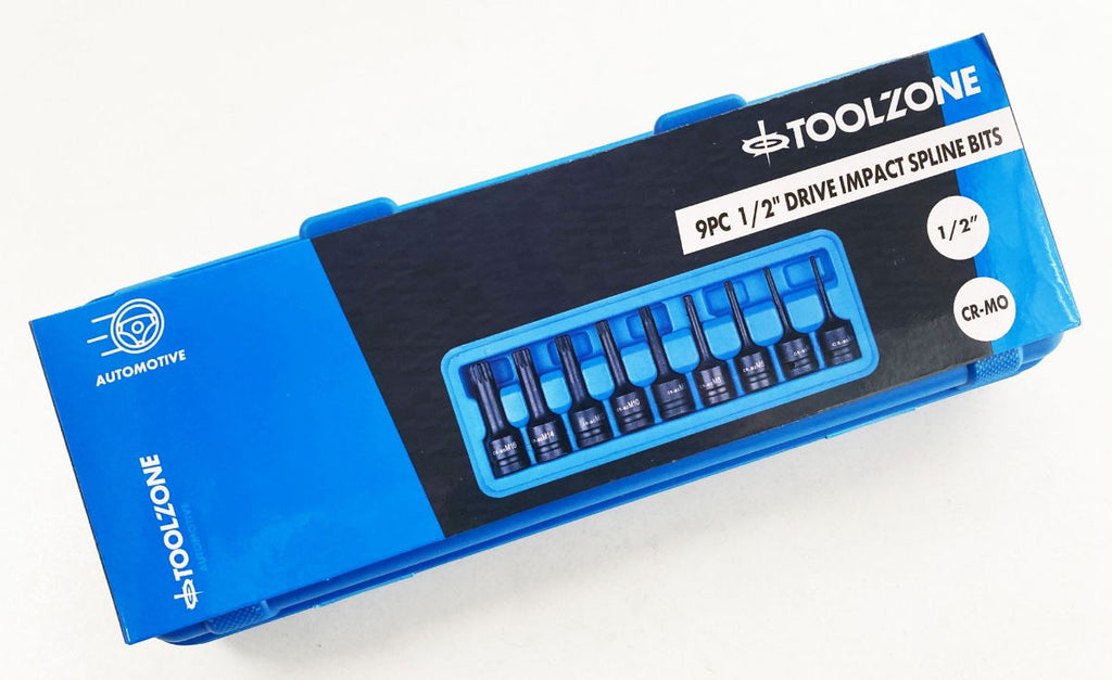 IMPACT SPLINE BIT SET 9PC M4-M16 1/2 DRIVE - TOOLZONE KDPSD070