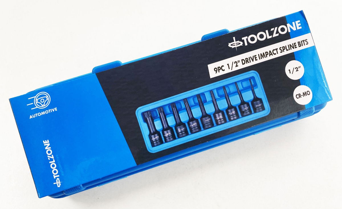 IMPACT SPLINE BIT SET 9PC M4-M16 1/2 DRIVE - TOOLZONE KDPSD070
