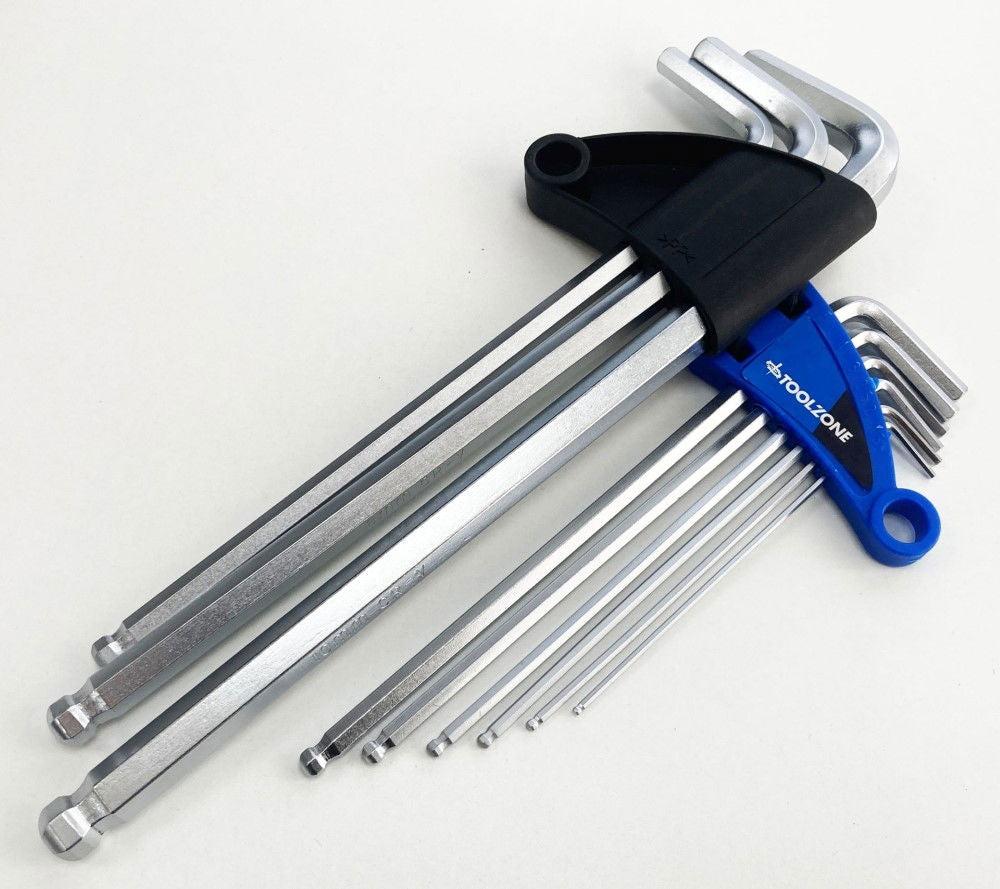 EXTRA-LONG BALL HEX KEY SET 9PC 1.5-10mm - TOOLZONE KDPSD075