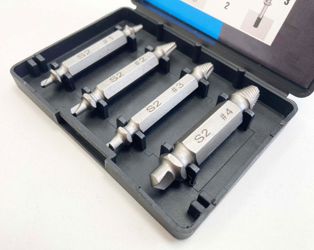DOUBLE ENDED SCREW EXTRACTOR SET 4PC 1/4 HEX 3-12mm - TOOLZONE KDPSD093