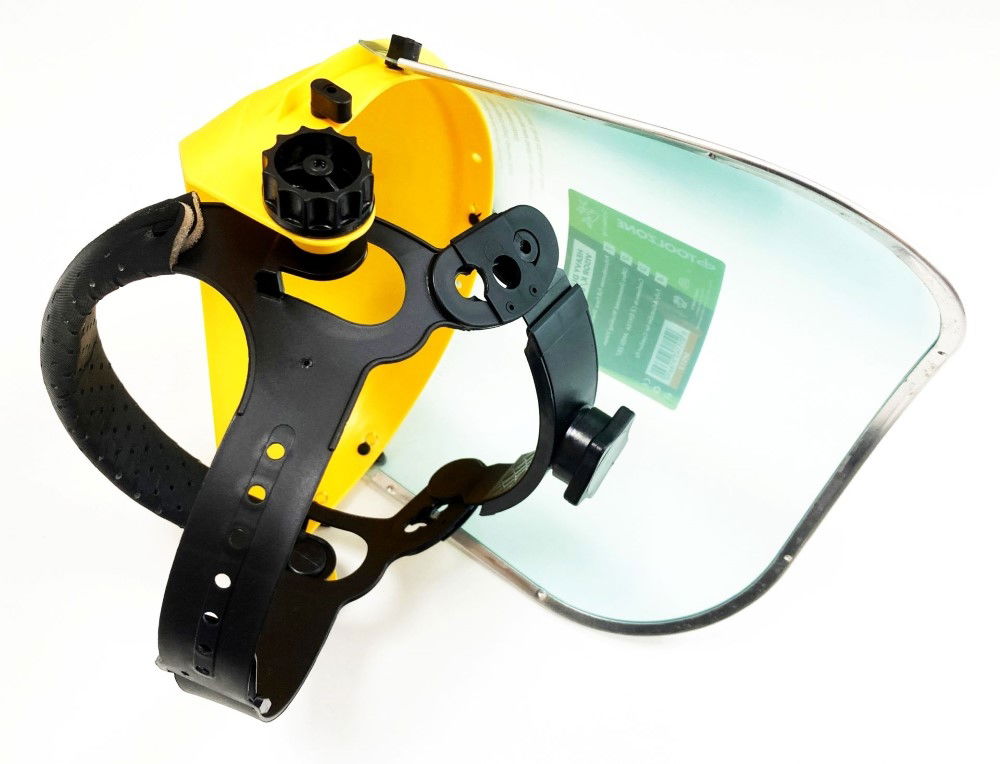 YELLOW CLEAR SAFETY VISOR ADJUSTABLE HEAD BAND EN166 EN1731 - TOOLZONE KDPSF013