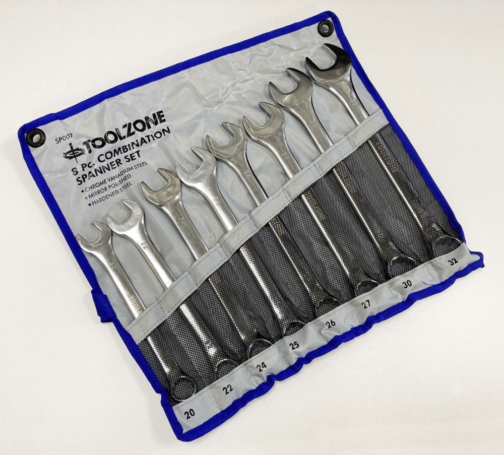 JUMBO SPANNERS SET 8PC 20-32mm CHROME VANADIUM - TOOLZONE KDPSP007