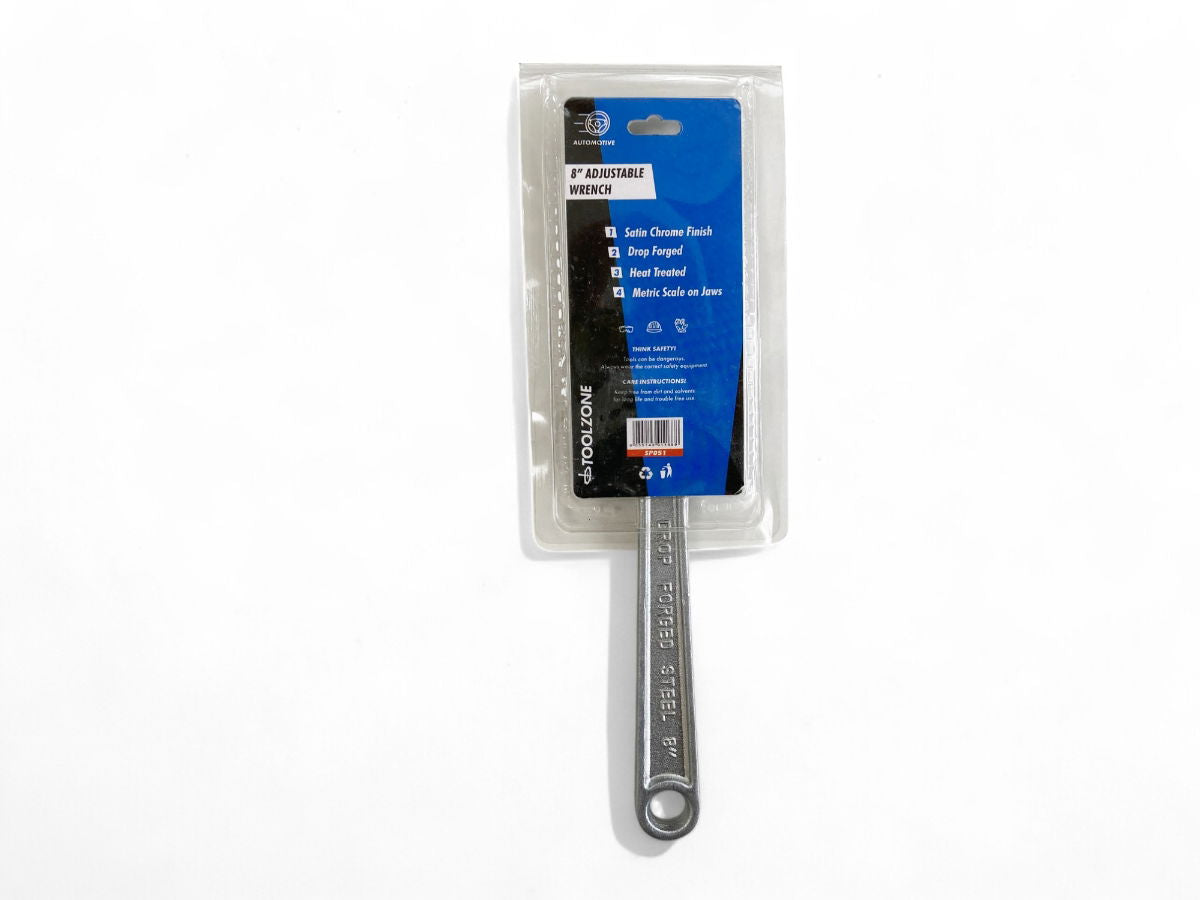 ADJUSTABLE SPANNER 8 MAX JAW 25mm DROP FORGED SATIN FINISH - TOOLZONE KDPSP051