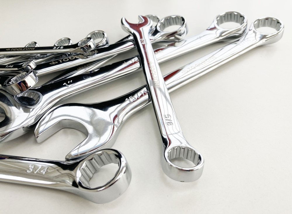 COMBINATION SPANNER SET 12pc AF CHROME VANADIUM SATIN FINISH - TOOLZONE KDPSP126