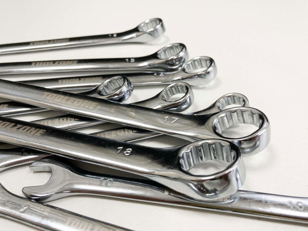 COMBINATION SPANNER SET 18pc 6-32mm CHROME VANADIUM IN TRAY - TOOLZONE KDPSP159