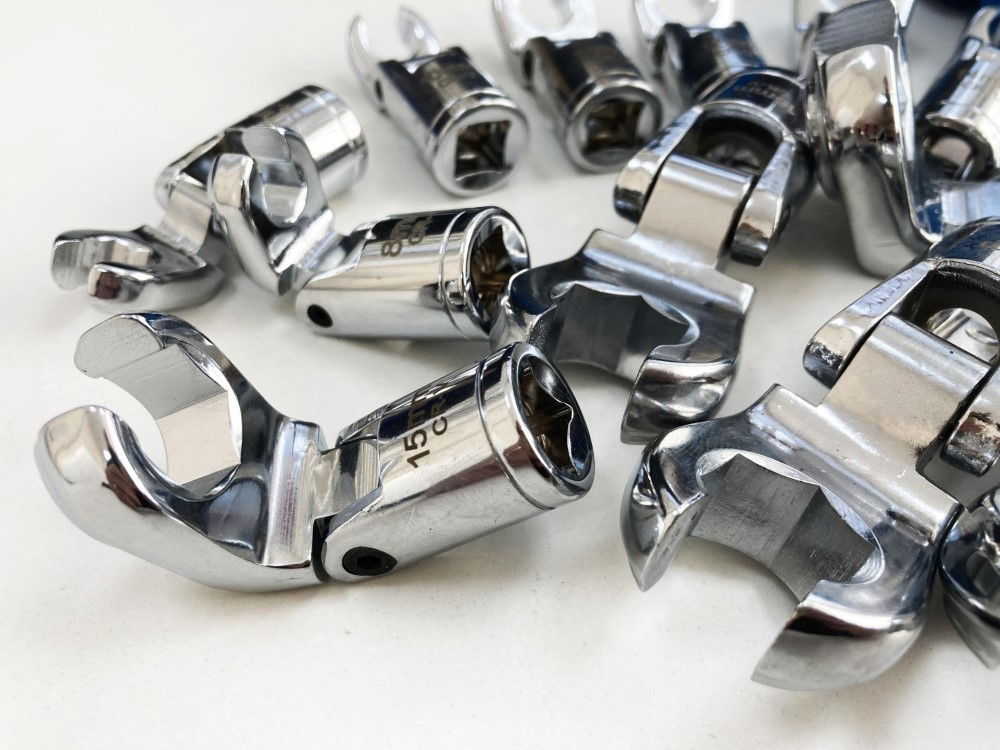 FLEX CROWFOOT SPANNER SET 12pc 3/8 DRIVE 8-19mm CHROME VANADIUM - TOOLZONE KDPSP170