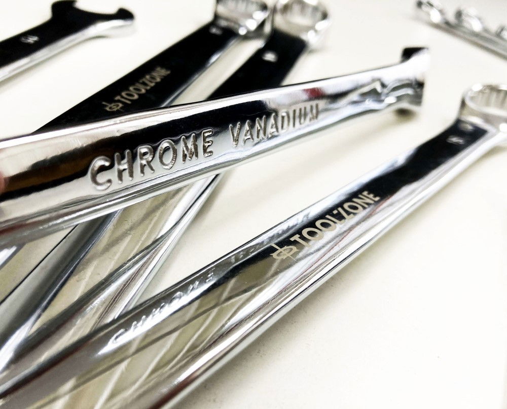 COMBINATION SPANNER SET 12pc EXTRA LONG 8-19mm CHROME VANADIUM IN POUCH - TOOLZONE KDPSP174