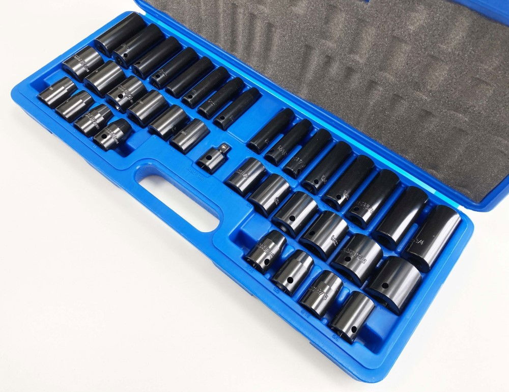 IMPACT SOCKET SET 3/8 & 1/2 DRIVE 38 PIECES 8-24mm - TOOLZONE KDPSS128