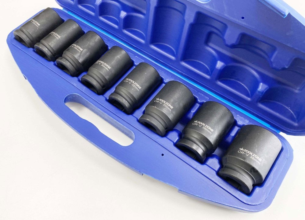 IMPACT SOCKET SET 3/4 DRIVE DEEP 8 PIECES 26-38mm - TOOLZONE KDPSS130