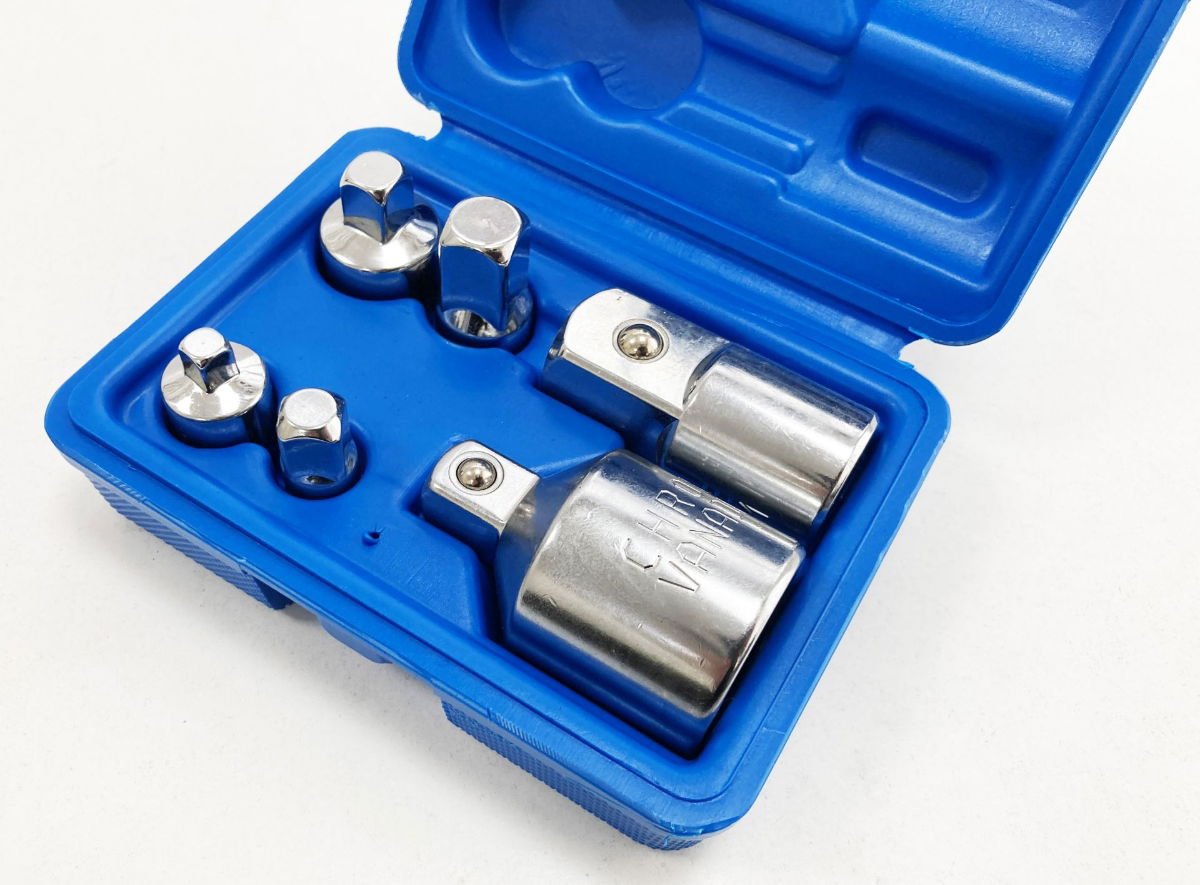 ADAPTOR SET 6 PIECES CRV SATIN FINISH - TOOLZONE KDPSS203