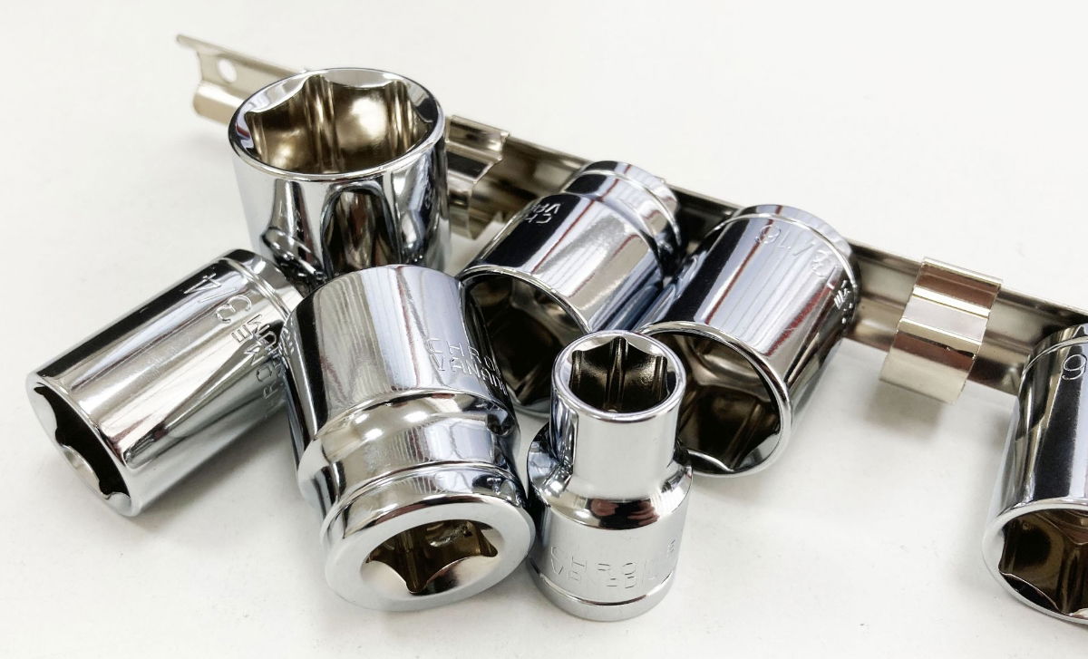 SOCKET SET SHALLOW 1/2 DRIVE AF 10 PIECES CRV POLISHED - TOOLZONE KDPSS208