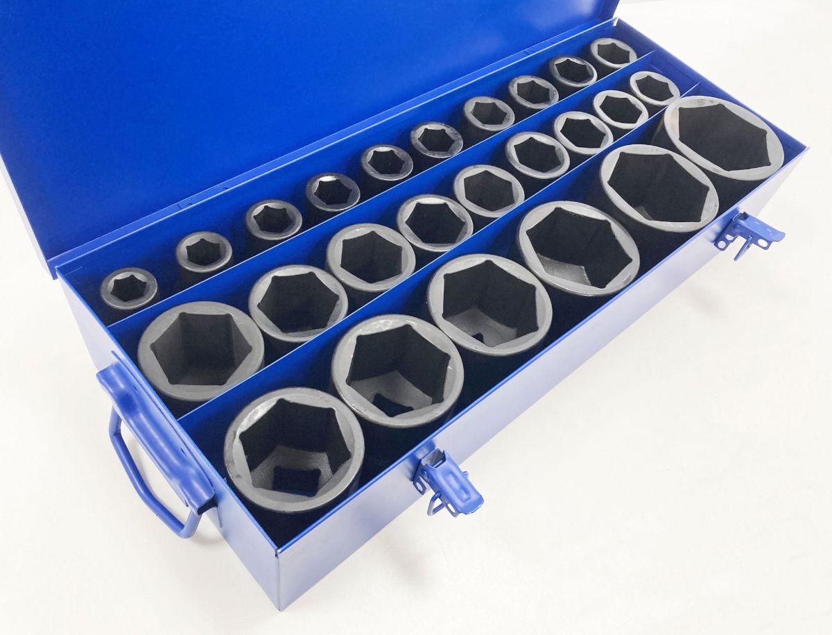 DEEP IMPACT SOCKET SET 25 PIECES 1 DRIVE 17mm-75mm CHROME MOLYBDENUM - TOOLZONE KDPSS263