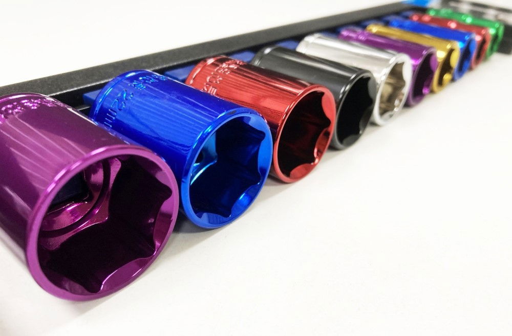 SOCKET SET 10 PIECES 1/2 DRIVE MM CRV COLOUR CODED 13mm-24mm - TOOLZONE KDPSS313