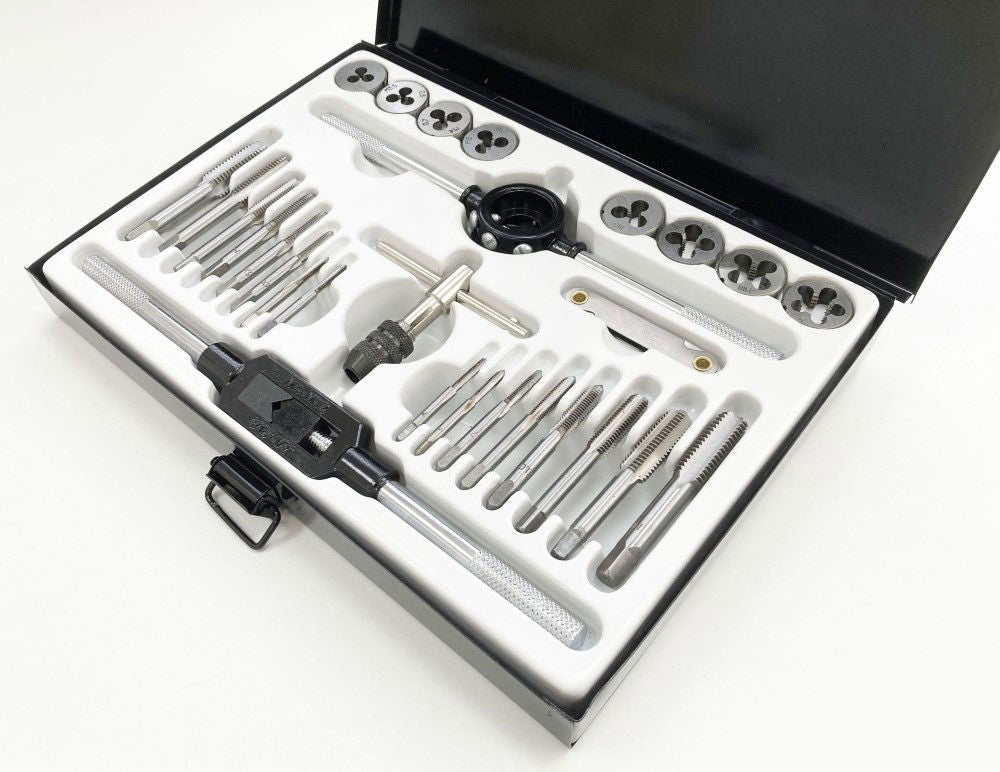 TAP AND DIE SET METRIC 28 PIECE ALLOY STEEL WITH WRENCHES - TOOLZONE KDPTP099
