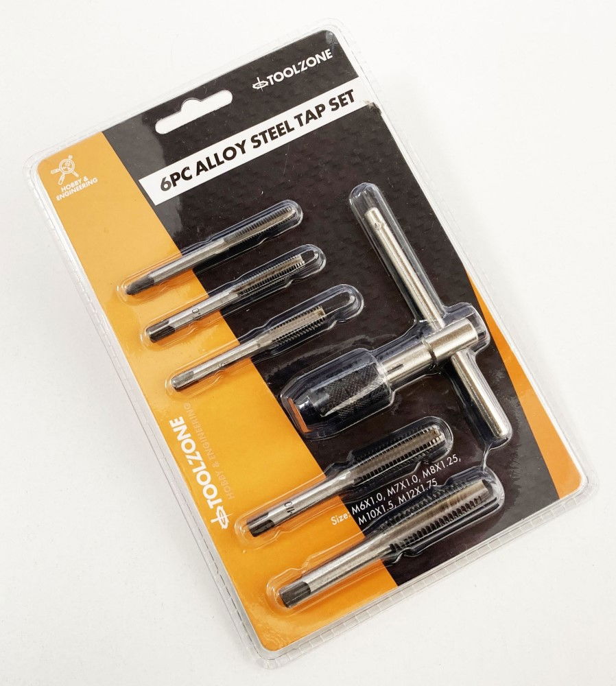 TAP WRENCH SET 6 PIECE WITH METRIC TAPS M6-M12 ALLOY STEEL - TOOLZONE KDPTP108