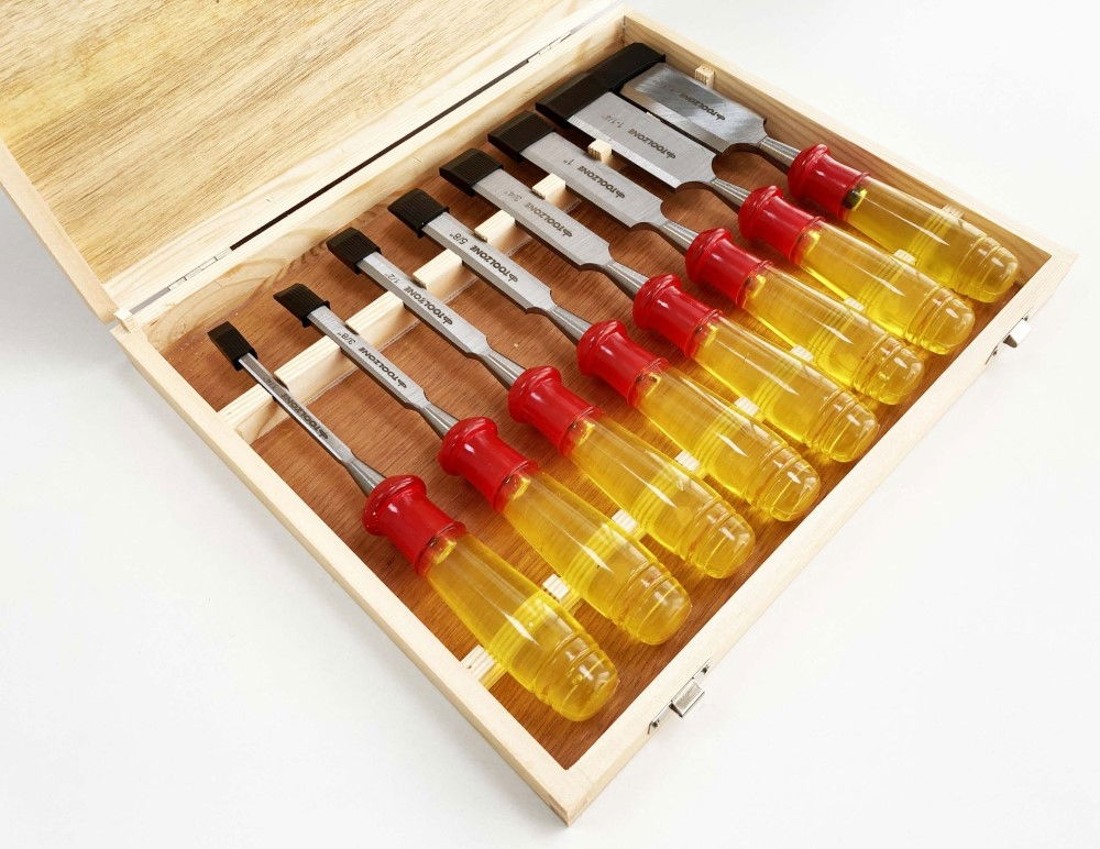 WOOD CHISEL SET 8PC 65mn SIZES 1/4-1-1/2 WITH WOODEN CASE - TOOLZONE KDPWW217