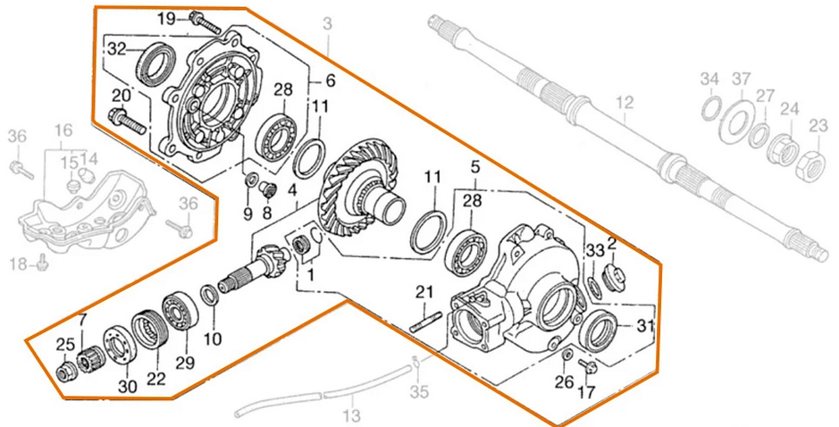 REAR DIFFERENTIAL HONDA 1988 – 2000 TRX300 A FW AN FOURTRAX 2X4 4X4 41300-HM5-A10 41300-HM5-850