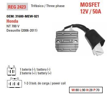 REGULATOR VOLTAGE NT700V, 31600-MEW-921 AHA6057