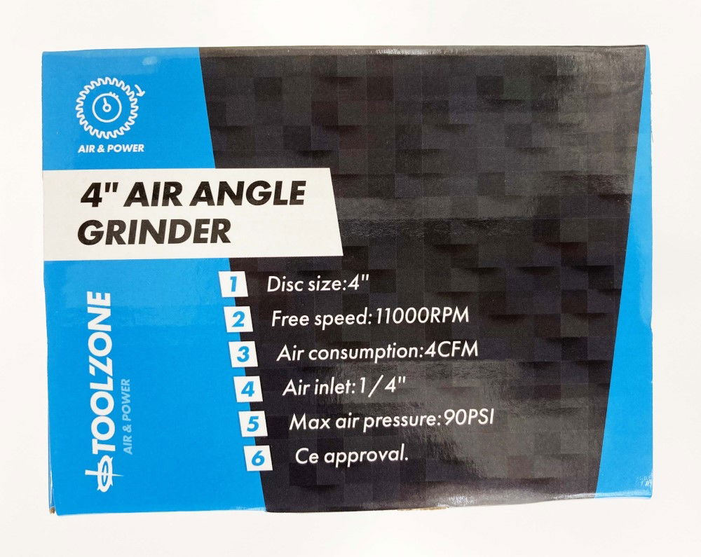 AIR ANGLE GRINDER 4 FREE SPEED 11000 rpm AIR INLET 1/4 DISC SIZE 4 - TOOLZONE KDPAT079