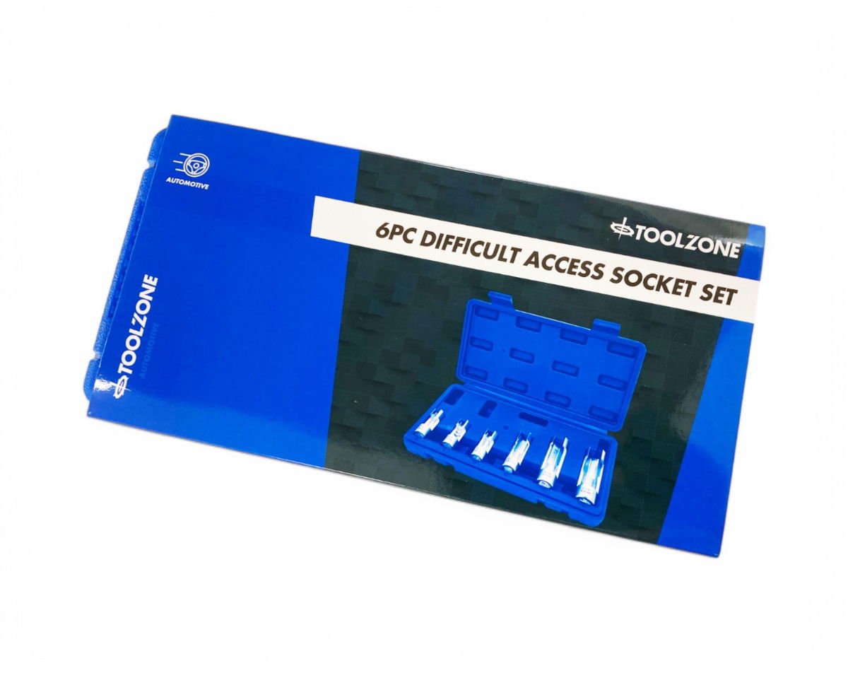 DIFFICULT ACCESS SOCKET SET 6pc 3/8 AND 1/2 DRIVE 10mm TO 19mm - TOOLZONE KDPAU385