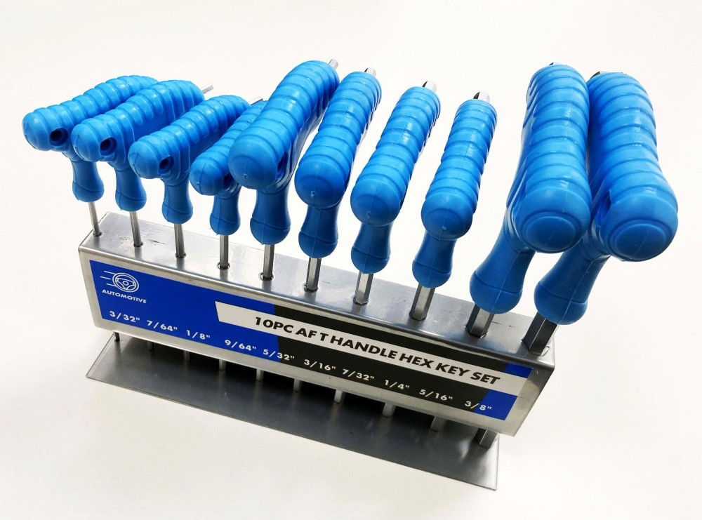 HEX KEY SET T HANDLE AF 10pc IN RACK CHROME VANADIUM - TOOLZONE KDPHX016