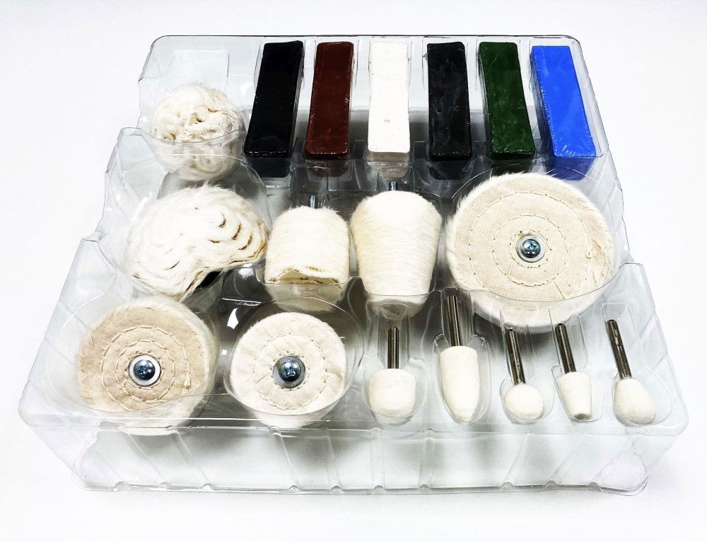 POLISHING KIT 18PC WITH 6 COMPOUNDS FELT BOBS BUFFS AND WHEELS - TOOLZONE KDPPW163