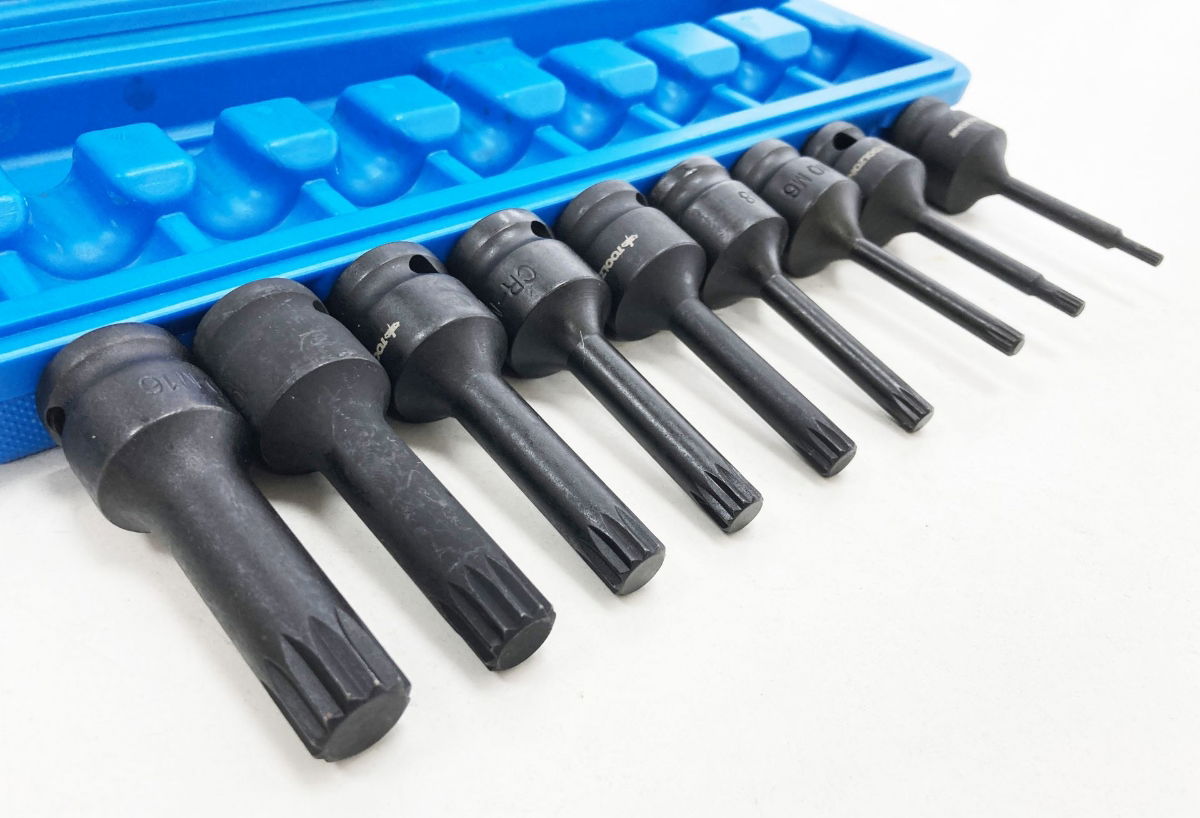 IMPACT SPLINE BIT SET 9PC M4-M16 1/2 DRIVE - TOOLZONE KDPSD070