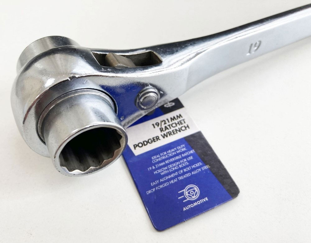RATCHET PODGER WRENCH 19/21mm CHROME VANADIUM STEEL - TOOLZONE KDPSP139