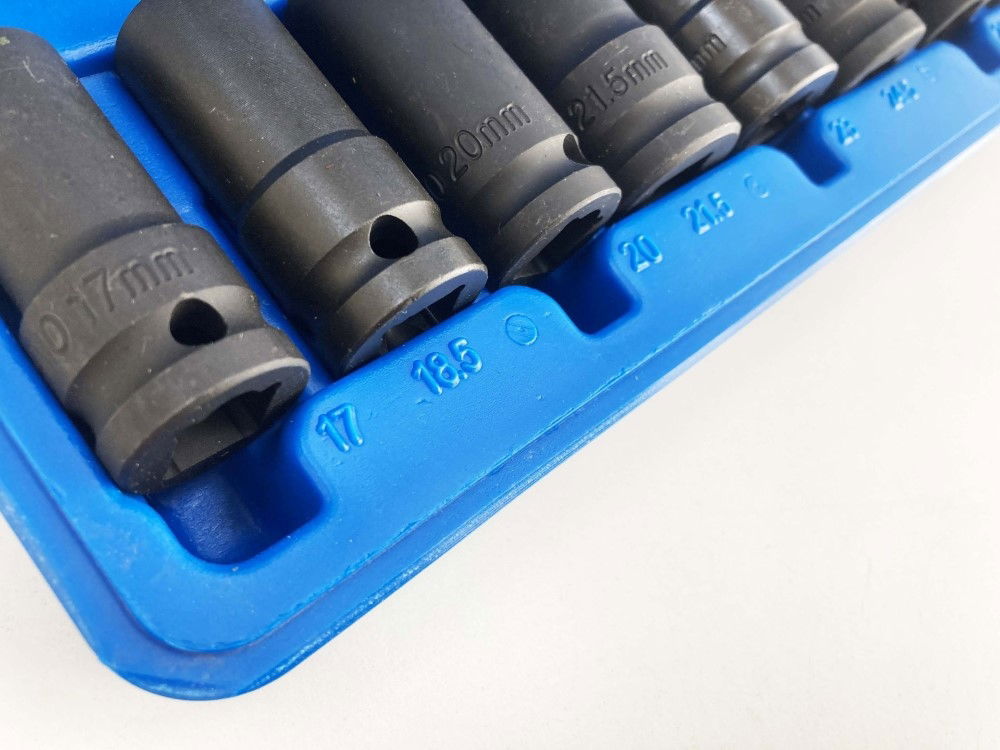 IMPACT NUT WHEEL LOCK REMOVER SET 1/2 DR 8pc 17-27.5mm CHROME MOLYBDENUM - TOOLZONE KDPSS002
