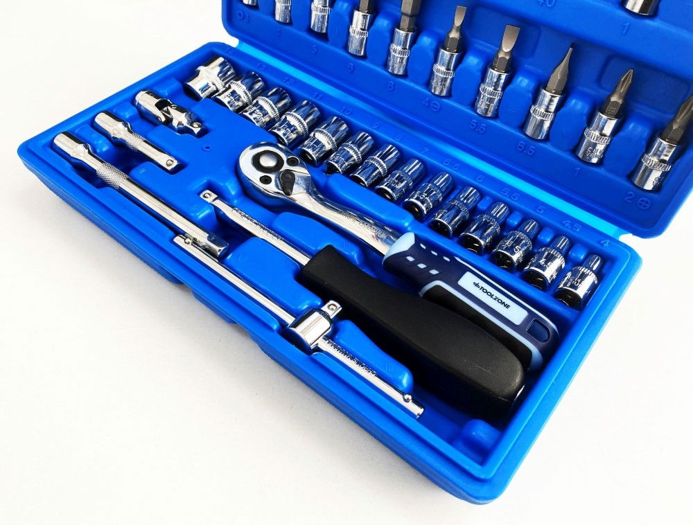 SOCKET SET 1/4 DRIVE 38pc CRV DIN3124 4-14mm PH PZ HEX STAR - TOOLZONE KDPSS032